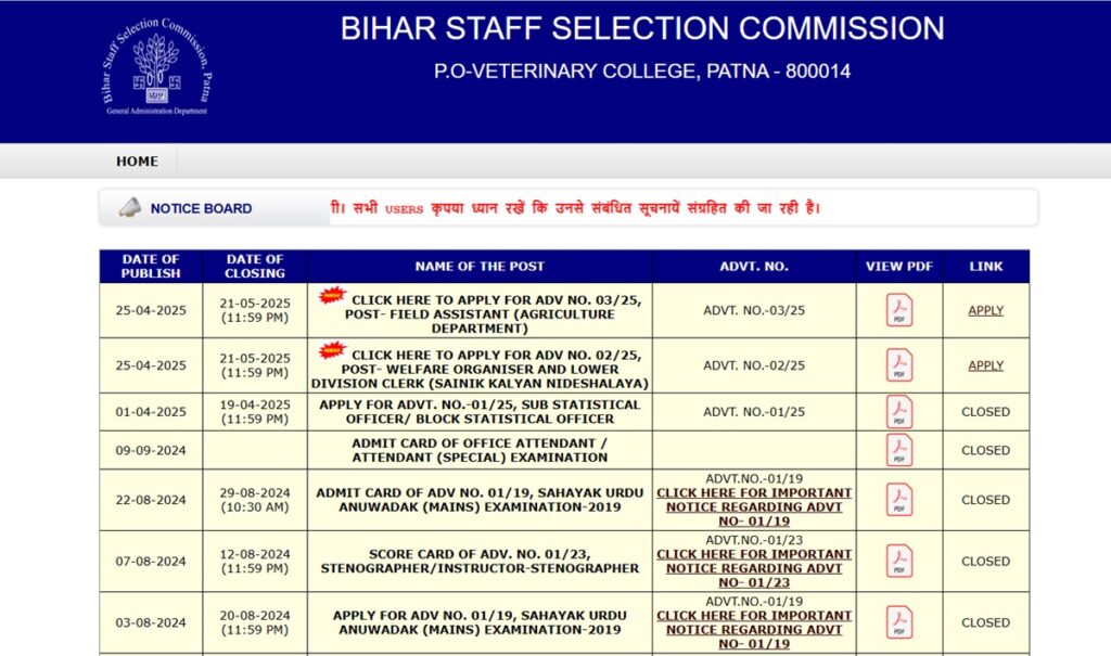 BSSC Lab Sahayak Vacancy 2025